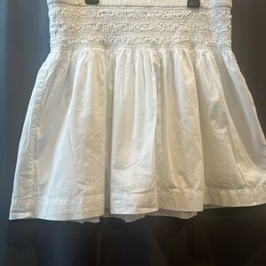Smocked-Waist White Mini Skirt size Large